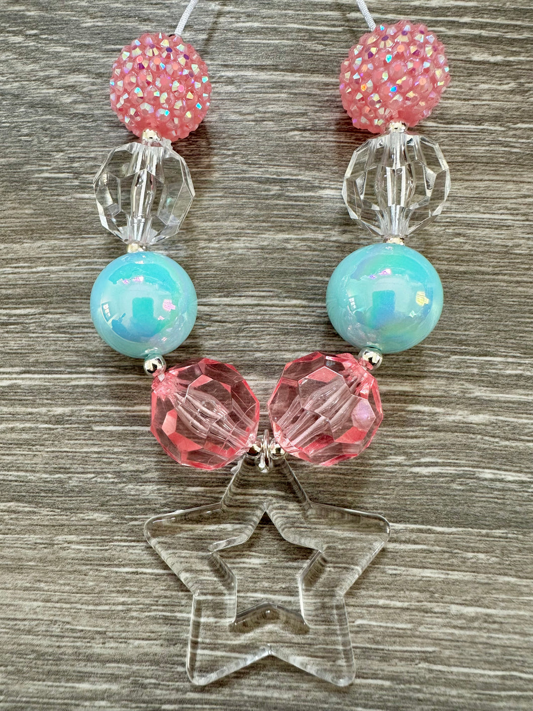 Red, White & Blue- pink star pendant