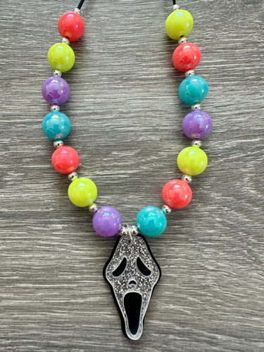 Halloween- neon Ghost-face pendant