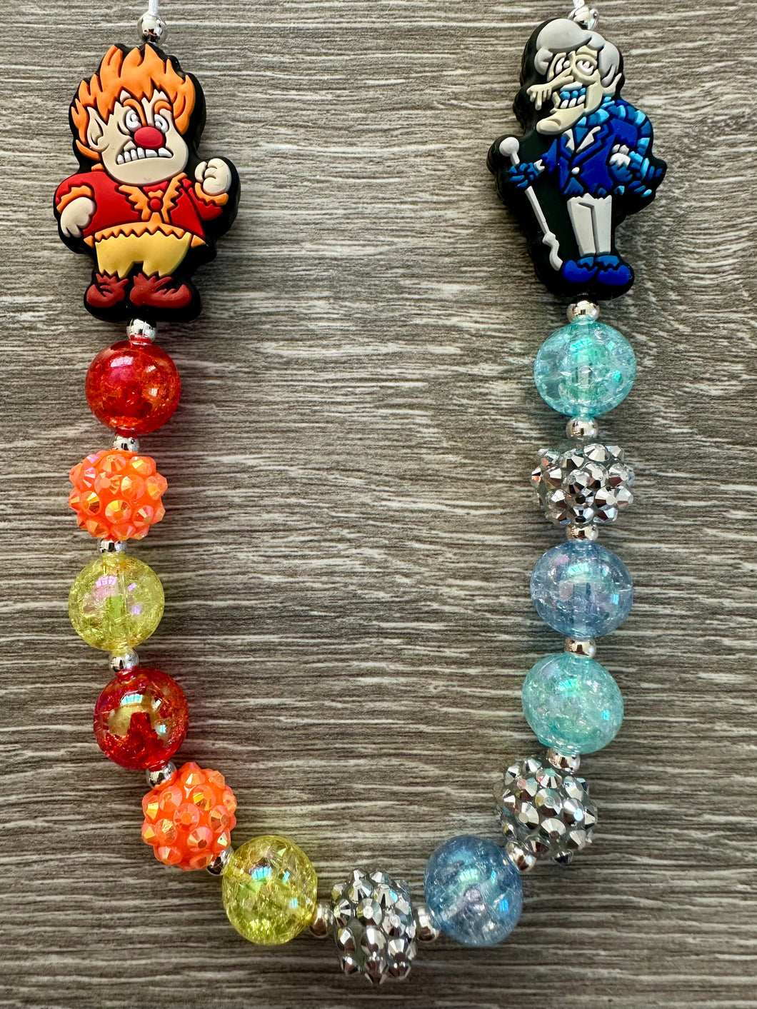 Christmas Characters- Snow & Heat Miser statement necklace