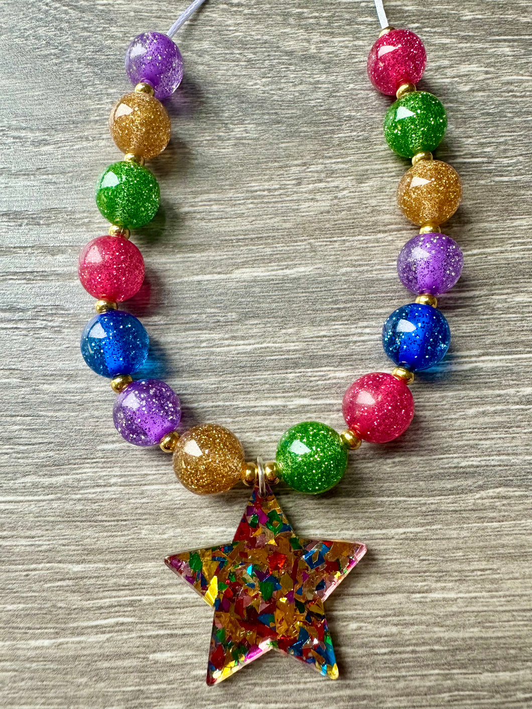 New Year- rainbow confetti star pendant
