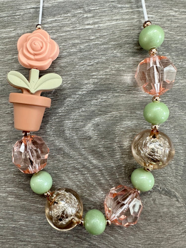 Flowers- peach flower pot statement