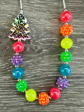 Christmas in July- neon leopard tree statement