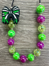 Load image into Gallery viewer, Halloween- Beetlejuice Bow statement necklace