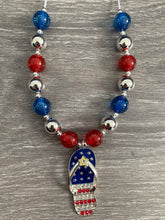 Load image into Gallery viewer, Red, White &amp; Blue- flip flop pendant